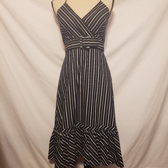 NWT Max & Cleo Sleeveless Dress Black White Stripe 4 - Picture 7 of 8
